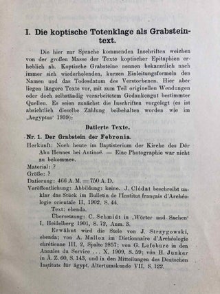 Die Totenklage bei den Kopten. Mit Hinweisen auf die Totenklage im Orient überhaupt.
