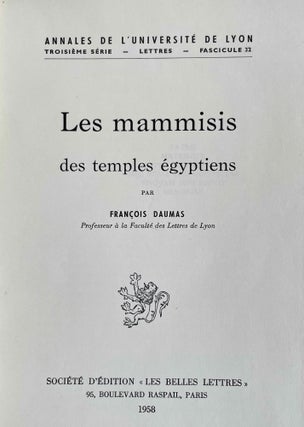 Les mammisis des temples égyptiens