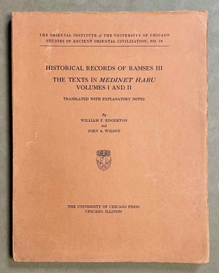 Item #M2032c Historical records of Ramses III. The texts in Medinet Habu volumes I & II....[newline]M2032c-00.jpeg