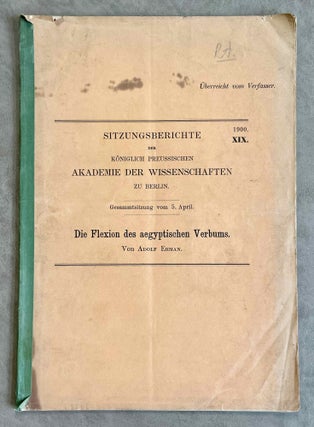 Item #M2042 Die Flexion des aegyptischen Verbums. ERMAN Adolf