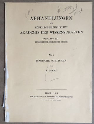 Item #M2043 Römische Obelisken. ERMAN Adolf