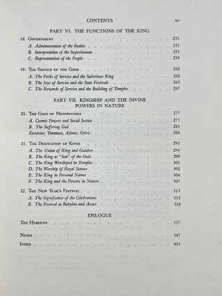 Kingship and the Gods. A study of ancient Near Eastern religion as the integration of society & nature.