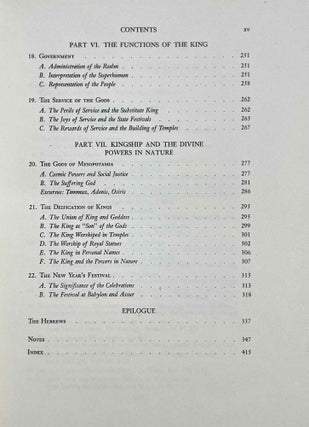 Kingship and the Gods. A study of ancient Near Eastern religion as the integration of society & nature.