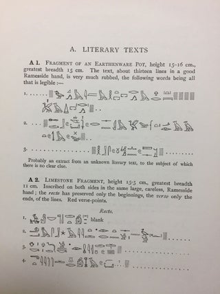 Theban Ostraca. Part I: Hieratic Texts, by Allan H. Gardiner. Part II: Demotic texts, by Herbert Thompson. Part III: Greek texts, by J.G. Milne. Part IV: Coptic texts, by Herbert Thompson.. Edited from the originals, now mainly in the Ontario Museum of Archaeology, Toronto and the Bodleian Library, Oxford. University of Toronto Studies.[newline]M2069a-06.jpg