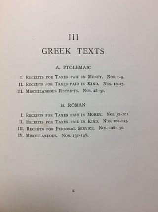 Theban Ostraca. Part I: Hieratic Texts, by Allan H. Gardiner. Part II: Demotic texts, by Herbert Thompson. Part III: Greek texts, by J.G. Milne. Part IV: Coptic texts, by Herbert Thompson.. Edited from the originals, now mainly in the Ontario Museum of Archaeology, Toronto and the Bodleian Library, Oxford. University of Toronto Studies.[newline]M2069a-22.jpg