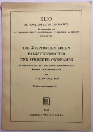 Item #M2113a Die Ägyptischen Listen palästinensischer und syrischer Ortsnamen in Umschrift und...