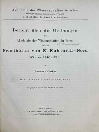 Bericht &uuml;ber die Grabungen der Akademie der Wissenschaften in Wien auf den Friedh&ouml;fen von El-Kubanieh-S&uuml;d, Winter 1910-1911, [with:] Bericht &uuml;ber die Grabungen der Akademie der Wissenschaften in Wien auf den Friedh&ouml;fen von El-Kubanieh-Nord, Winter 1910-1911.[newline]M2119-02.jpeg