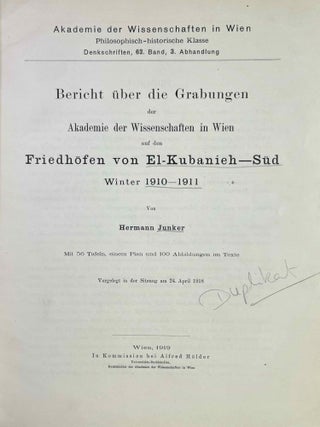 Bericht &uuml;ber die Grabungen der Akademie der Wissenschaften in Wien auf den Friedh&ouml;fen von El-Kubanieh-S&uuml;d, Winter 1910-1911[newline]M2119a-03.jpeg