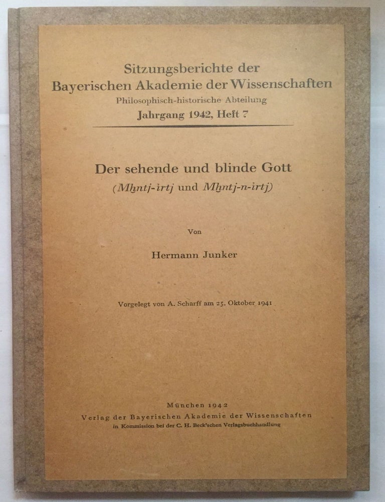 Item #M2123c Der sehende und der blinde Gott (Mhntj-irtj und Mhntj-n-irtj). JUNKER Hermann.[newline]M2123c.jpg
