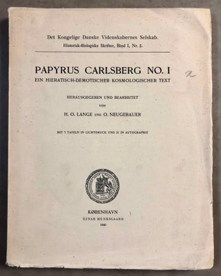 Item #M2146a Papyrus Carlsberg No. I. Ein hieratisch-demotischer kosmologischer Text. LANGE Hans...[newline]M2146a.jpg