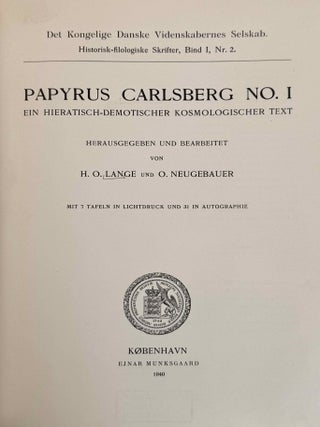 Papyrus Carlsberg No. I. Ein hieratisch-demotischer kosmologischer Text.[newline]M2146d-02.jpeg