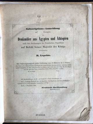 Denkm&auml;ler aus Aegypten und Aethiopien. Vorl&auml;ufige Nachricht &uuml;ber die Expedition, ihre Ergebnisse und deren Publikation.