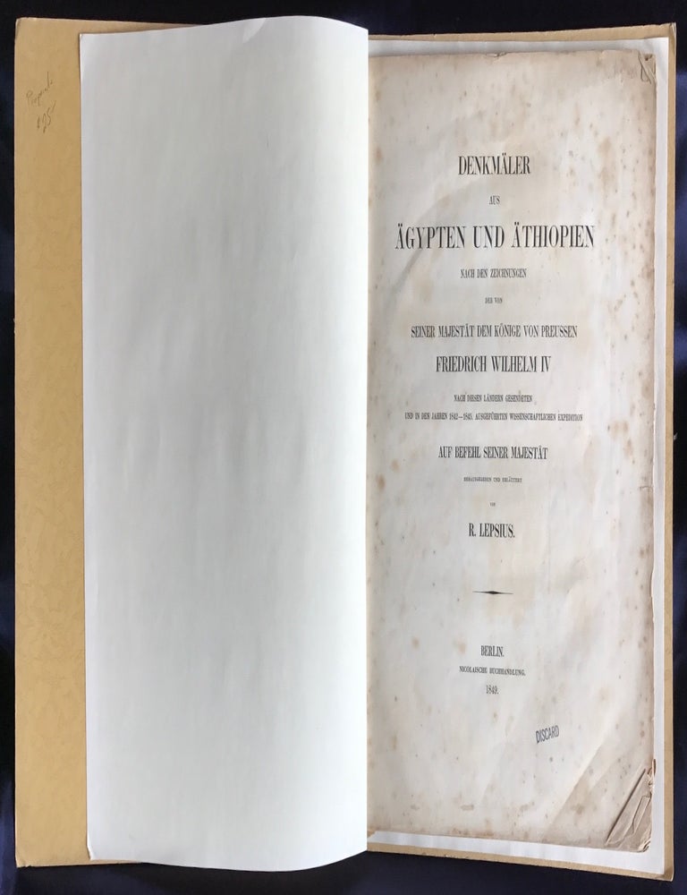 Item #M2161a Denkm&auml;ler aus Aegypten und Aethiopien. Vorl&auml;ufige Nachricht &uuml;ber die Expedition, ihre Ergebnisse und deren Publikation. LEPSIUS Karl Richard.