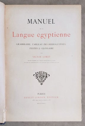 Manuel de la langue égyptienne. Grammaire, tableau des hieroglyphes, textes & glossaire.[newline]M2176-02.jpeg