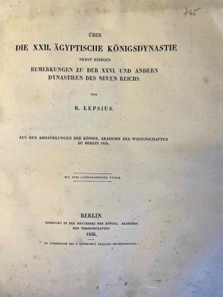 Item #M2195b Über die XXII. ägyptische Königsdynastie. Nebst einigen Bemerkungen zu der XXVI....