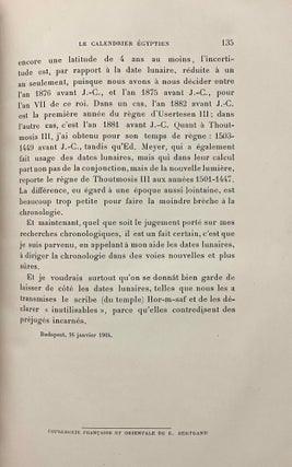 Etudes sur le calendrier égyptien. Dates calendériques au point de vue de l’histoire de la civilisation.