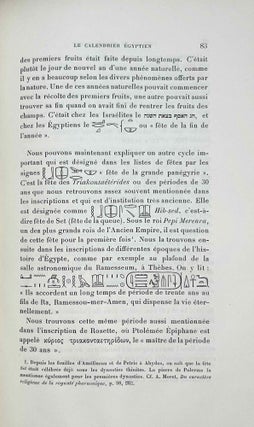 Etudes sur le calendrier égyptien. Dates calendériques au point de vue de l’histoire de la civilisation.