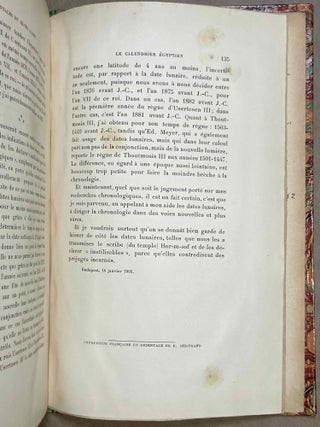Etudes sur le calendrier égyptien. Dates calendériques au point de vue de l’histoire de la civilisation.