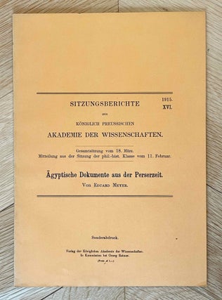 Item #M2228 Ägyptische Dokumente aus der Perserzeit. MEYER Eduard