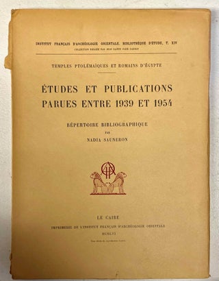 Item #M2252 Temples ptolémaïques et romains d'Egypte. Etudes et publications parues entre...