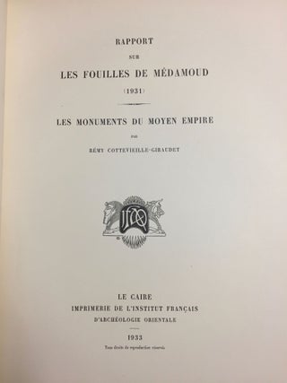 Rapports préliminaires. Tome IX. 1e partie: Médamoud (1931). Les monuments du Moyen Empire.[newline]M2255c-04.jpg