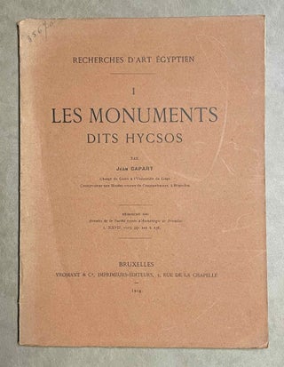 Item #M2262 Les monuments dits Hycsos. CAPART Jean