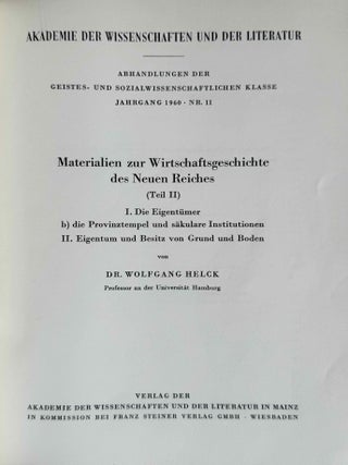 Materialien zur Wirtschaftsgeschichte des Neuen Reiches. Band I-VI + Indices (complete set)[newline]M2269d-07.jpeg