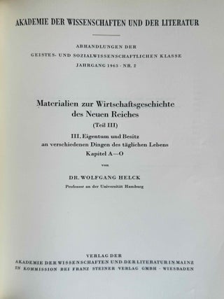 Materialien zur Wirtschaftsgeschichte des Neuen Reiches. Band I-VI + Indices (complete set)[newline]M2269d-10.jpeg