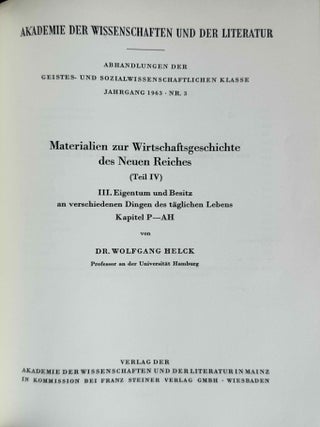 Materialien zur Wirtschaftsgeschichte des Neuen Reiches. Band I-VI + Indices (complete set)[newline]M2269d-12.jpeg