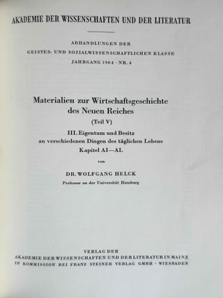 Materialien zur Wirtschaftsgeschichte des Neuen Reiches. Band I-VI + Indices (complete set)[newline]M2269d-14.jpeg