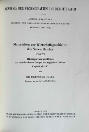Materialien zur Wirtschaftsgeschichte des Neuen Reiches. Band I-VI + Indices (complete set)