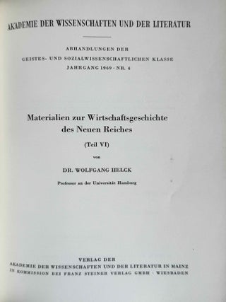 Materialien zur Wirtschaftsgeschichte des Neuen Reiches. Band I-VI + Indices (complete set)[newline]M2269d-17.jpeg