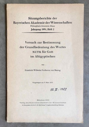 Item #M2282 Versuch zur Bestimmung der Grundbedeutung des Wortes NUTR für Gott im...