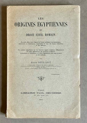 Item #M2301 Les origines égyptiennes du droit civil romain. Nouvelle étude faite d’après les...
