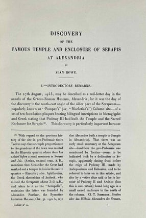 Discovery of the Famous Temple and Enclosure of Serapis at Alexandria. [With] An Explanation of the Enigmatical Inscriptions on the Serapeum Plaques of Ptolemy IV, by Étienne Drioton.[newline]M2313b-04.jpeg