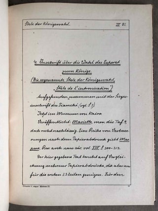 Urkunden (III) der älteren Äthiopienkönige. Band I, fasc. 1: Siegesinschrift des Pianchi - Traumstele. Bruchstück Berlin 1068. Band I, fasc. 2: Stele der Königswahl - Stele der Priesterinnenweihe - Bannstele - Stele des Harsijotf - Stele des Nestesen (Anfang) (complete)