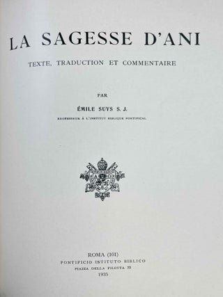 &Eacute;tude sur le Conte du Fellah Plaideur. R&eacute;cit &eacute;gyptien du Moyen-Empire. [with:] La sagesse d&rsquo;Ani. Texte, traduction et commentaire (two volumes in one)[newline]M2350a-15.jpeg