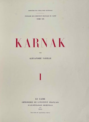 Karnak. Tome I.