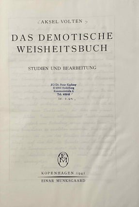 Das demotische Weisheitsbuch. Studien und Bearbeitung.[newline]M2365a-03.jpeg