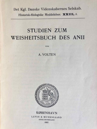 Studien zum Weisheitsbuch des Anii