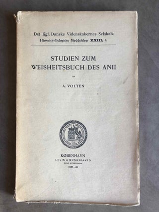 Item #M2367 Studien zum Weisheitsbuch des Anii. VOLTEN Aksel