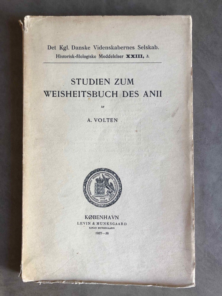 Item #M2367 Studien zum Weisheitsbuch des Anii. VOLTEN Aksel.[newline]M2367.jpg