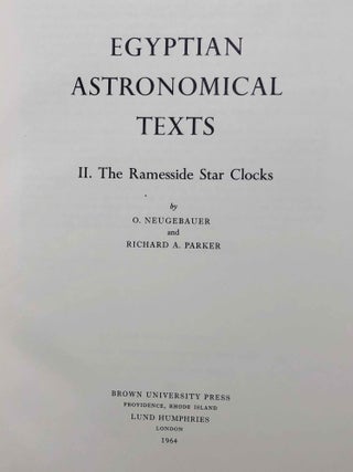 Egyptian Astronomical Texts. Vol. I: The Early Decans. Vol. II: The Ramesside Star Clocks. Vol. III: Decans, Planets, Constellations and Zodiacs. Text & Plates (complete set)[newline]M2391c-11.jpg