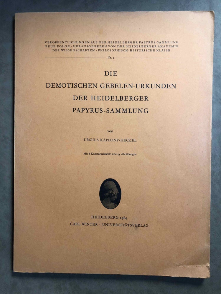Item #M2396a Die demotischen Gebelen-Urkunden der Heidelberger Papyrus-Sammlung. KAPLONY-HECKEL Ursula.[newline]M2396a.jpg