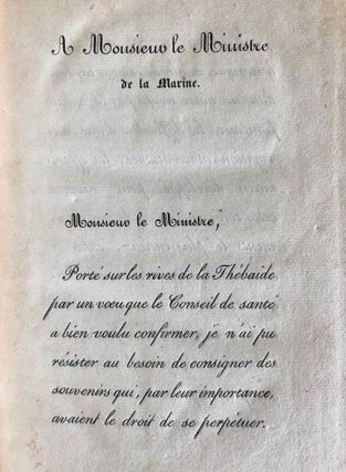 Expédition du Louxor ou Relation de la campagne faite dans la Thébaïde pour en rapporter l'obélisque de Thèbes, with: Essai historique sur l'obélisque de Louqsor érigé sur la Place de la Concorde à Paris, avec sa figure, l'interprétation de ses inscriptions hiéroglyphiques, d'après les meilleures notes.