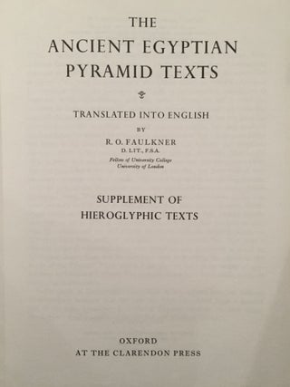 The ancient Egyptian pyramid texts. Translated into English. Vol. I & Vol. II: supplement (complete set)[newline]M2401c-06.jpg