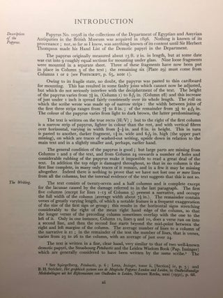 Catalogue of Demotic Papyri in the British Museum. Vol. II: The instructions of 'Onkhsheshonqy (British Museum Papyrus 10508). Part I: Introduction, Transliteration, Translation, Notes and Plates (all published)