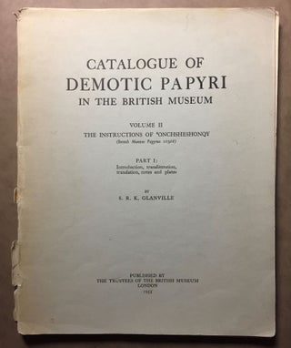 Item #M2405b Catalogue of Demotic Papyri in the British Museum. Vol. II: The instructions of...