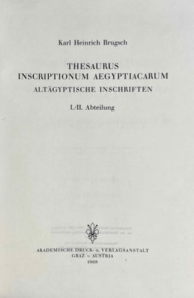 Thesaurus Inscriptionum Aegyptiacarum. Band I-II, III-IV, V-VI (complete set)[newline]M2418f-02.jpeg