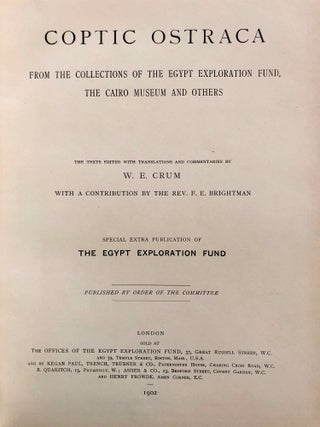 Coptic ostraca from the collections of the Egypt Exploration Fund, the Cairo Museum and others